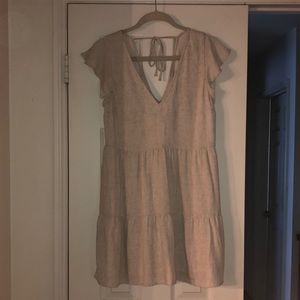 Abercrombie Fitch tan linen dress three tiered